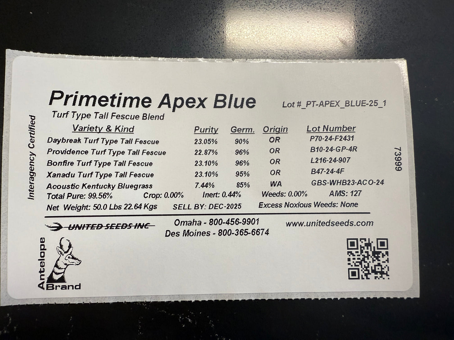Apex Blue TTTF/KBG 50 Pound Bag (FREE SHIPPING)